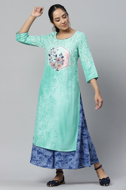 Green Floral Print Ethnic kurta