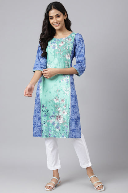 Green Floral Print Ethnic kurta