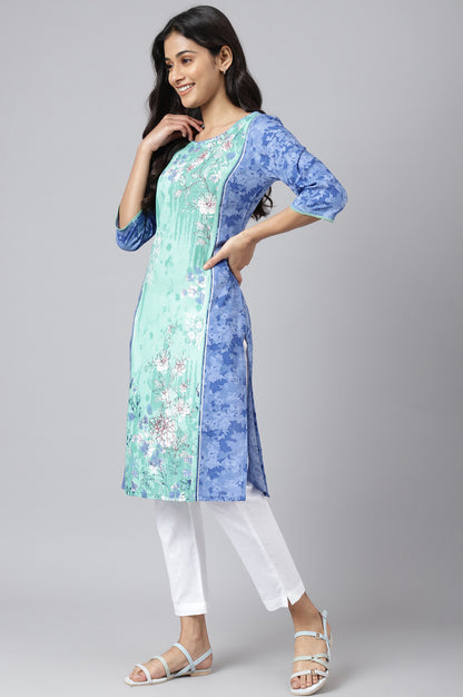 Green Floral Print Ethnic kurta