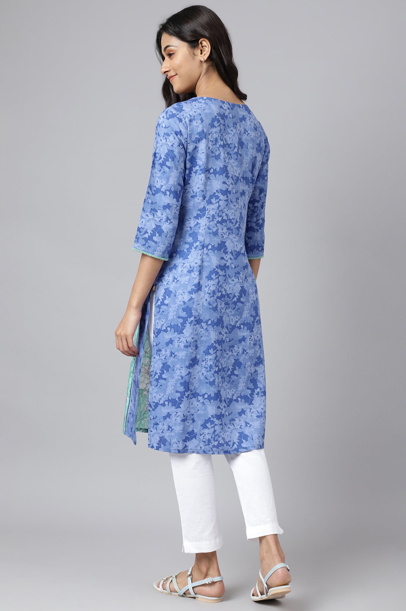 Green Floral Print Ethnic kurta