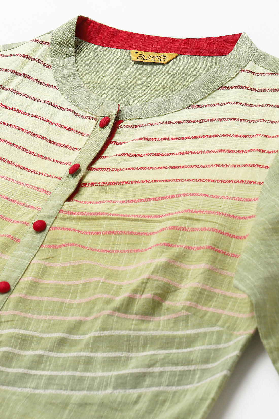 Green Cotton Yarn-Dyed Plus Size kurta