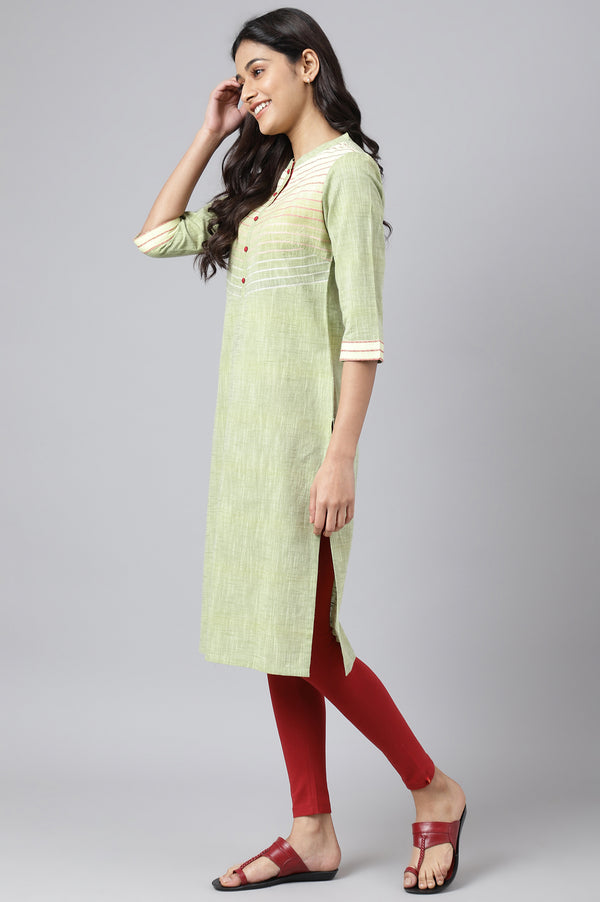 Green Cotton Yarn-Dyed Plus Size kurta