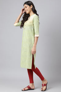 Green Printed Cotton Ethnic kurta