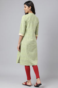 Green Cotton Yarn-Dyed Plus Size kurta