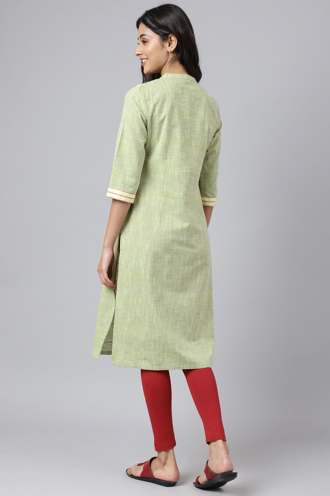 Green Printed Cotton Ethnic kurta