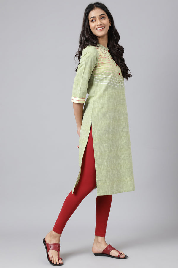 Green Cotton Yarn-Dyed Plus Size kurta