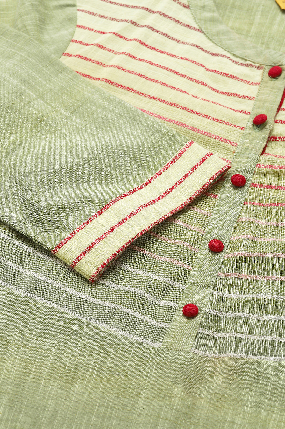 Green Cotton Yarn-Dyed Plus Size kurta