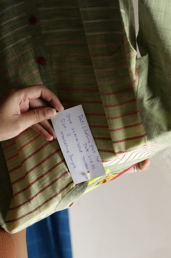 Green Cotton Yarn-Dyed Plus Size kurta