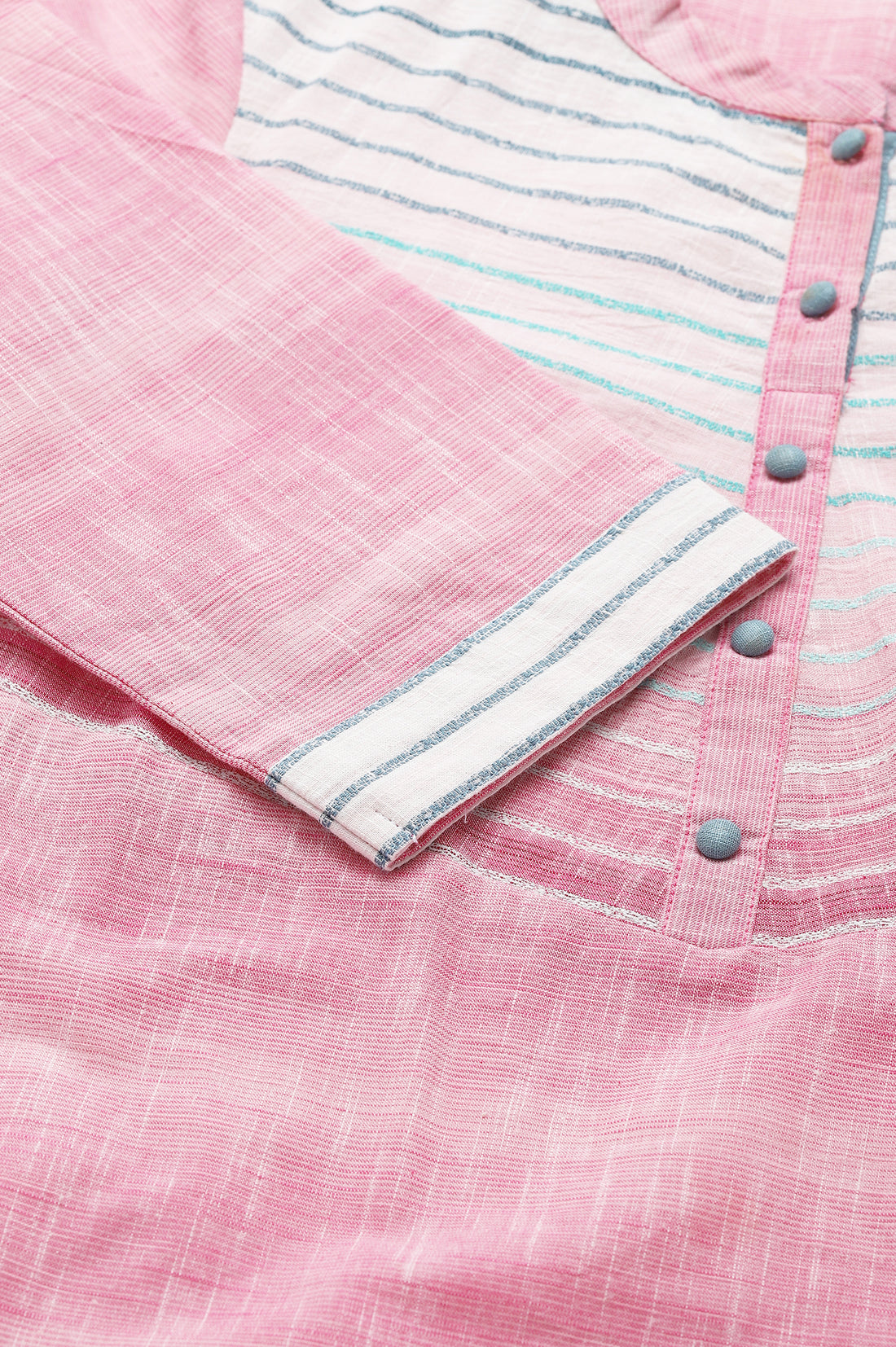 Pink Cotton Yarn-Dyed Plus Size kurta