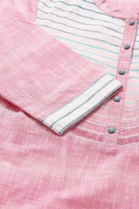 Pink Cotton Yarn-Dyed Plus Size kurta