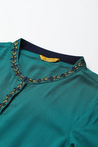 Green Floral Embroidered Ethnic kurta