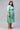 Green Shirt Collar Plus Size Liva Dress With Floral Motifs