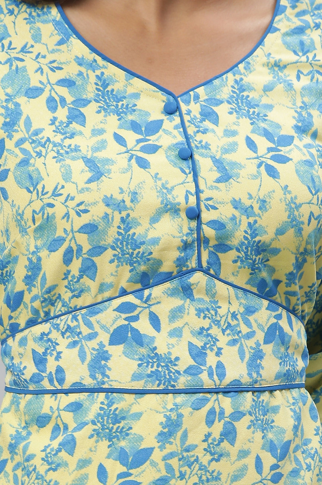 Yellow Floral Flared Dress