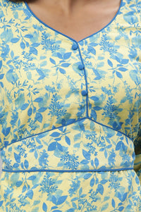 Yellow Floral Flared Dress