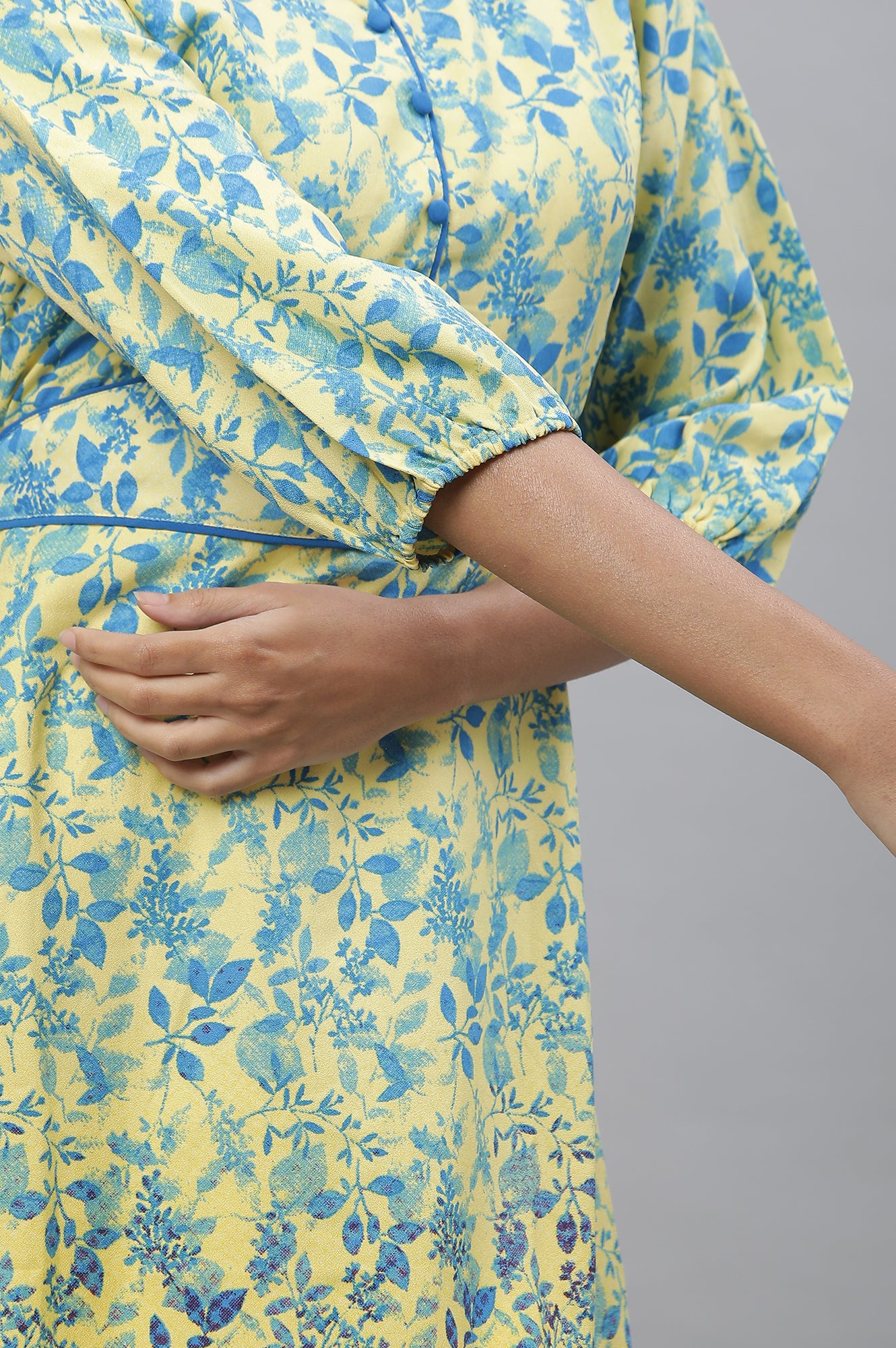 Yellow Floral Flared Dress