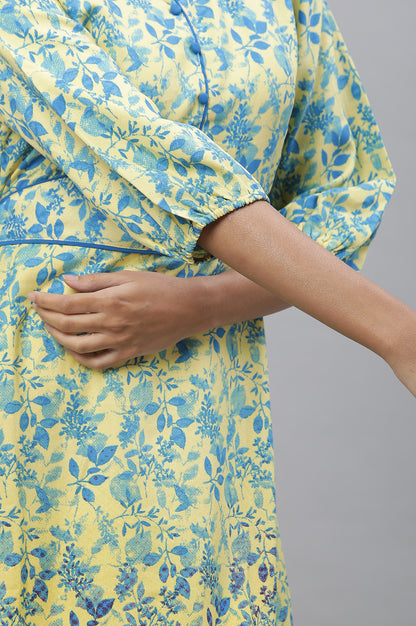 Yellow Floral Flared Dress