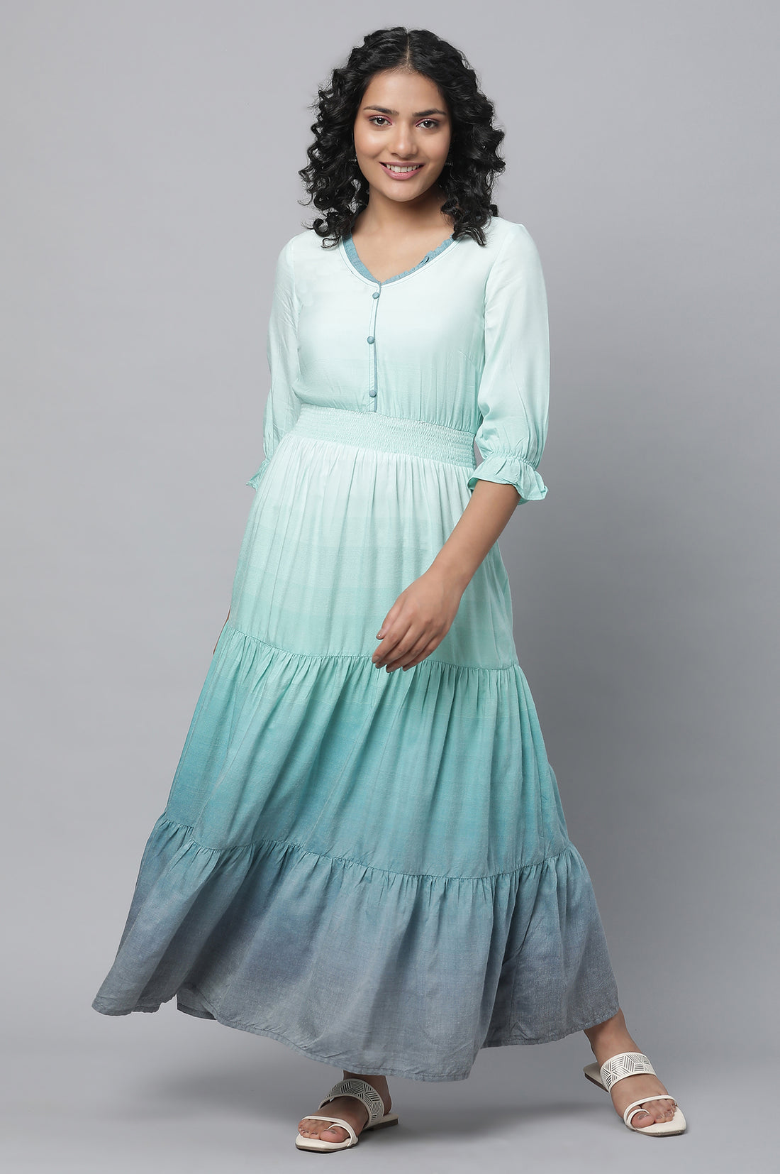 Buy Blue Dress With Smoking Detail Online for Woman | Shop for Aurelia Buy Blue Dress With Smoking Detail Online for Woman | Shop for Aurelia