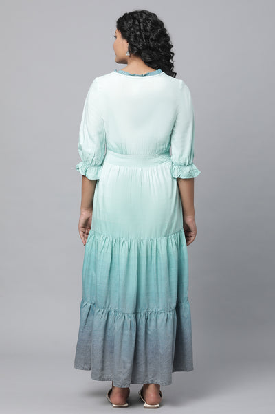 Blue Dress With Smoking Detail