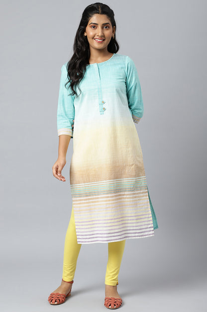 Blue Cotton Textured Ethnic kurta