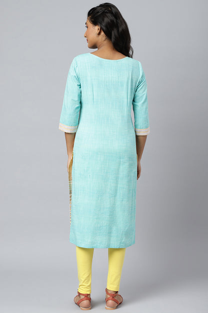 Blue Cotton Textured Ethnic kurta