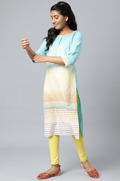 Blue Cotton Textured Ethnic kurta