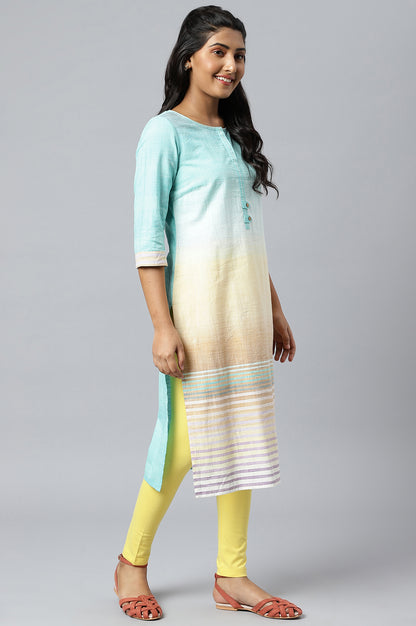 Blue Cotton Textured Ethnic kurta