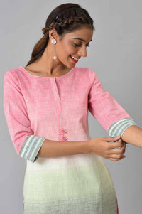 Red Textured Cotton Plus Size Ethnic kurta