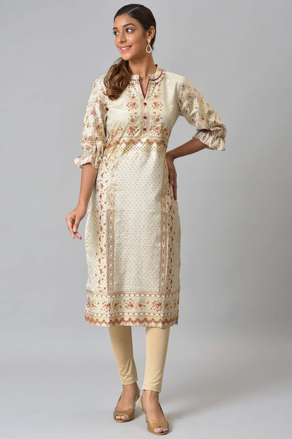 Grey Floral Printed Sequined Ethnic kurta