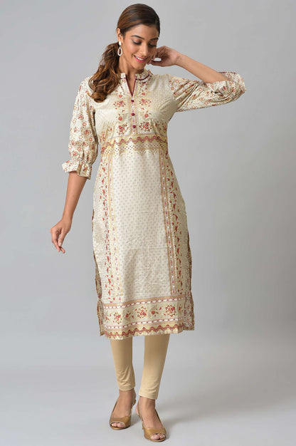 Grey Floral Printed Sequined Ethnic kurta