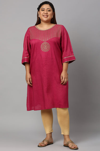 Red Classic Gold Zari Yarn-Dyed Plus Size kurta