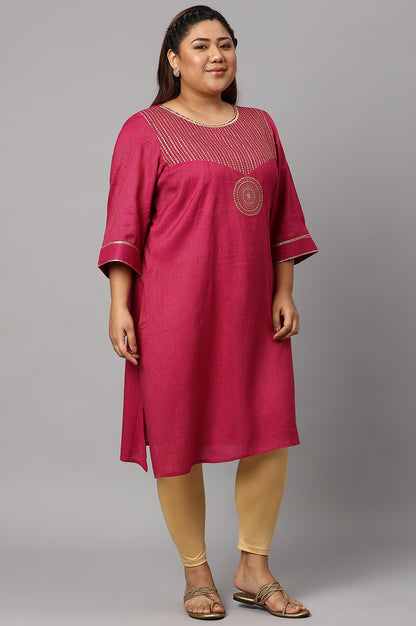 Red Classic Gold Zari Yarn-Dyed Plus Size kurta