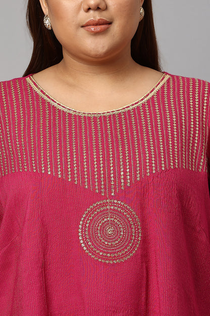 Red Classic Gold Zari Yarn-Dyed Plus Size kurta