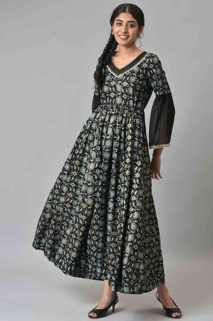 Black Contemporary Festive LIVA Dress