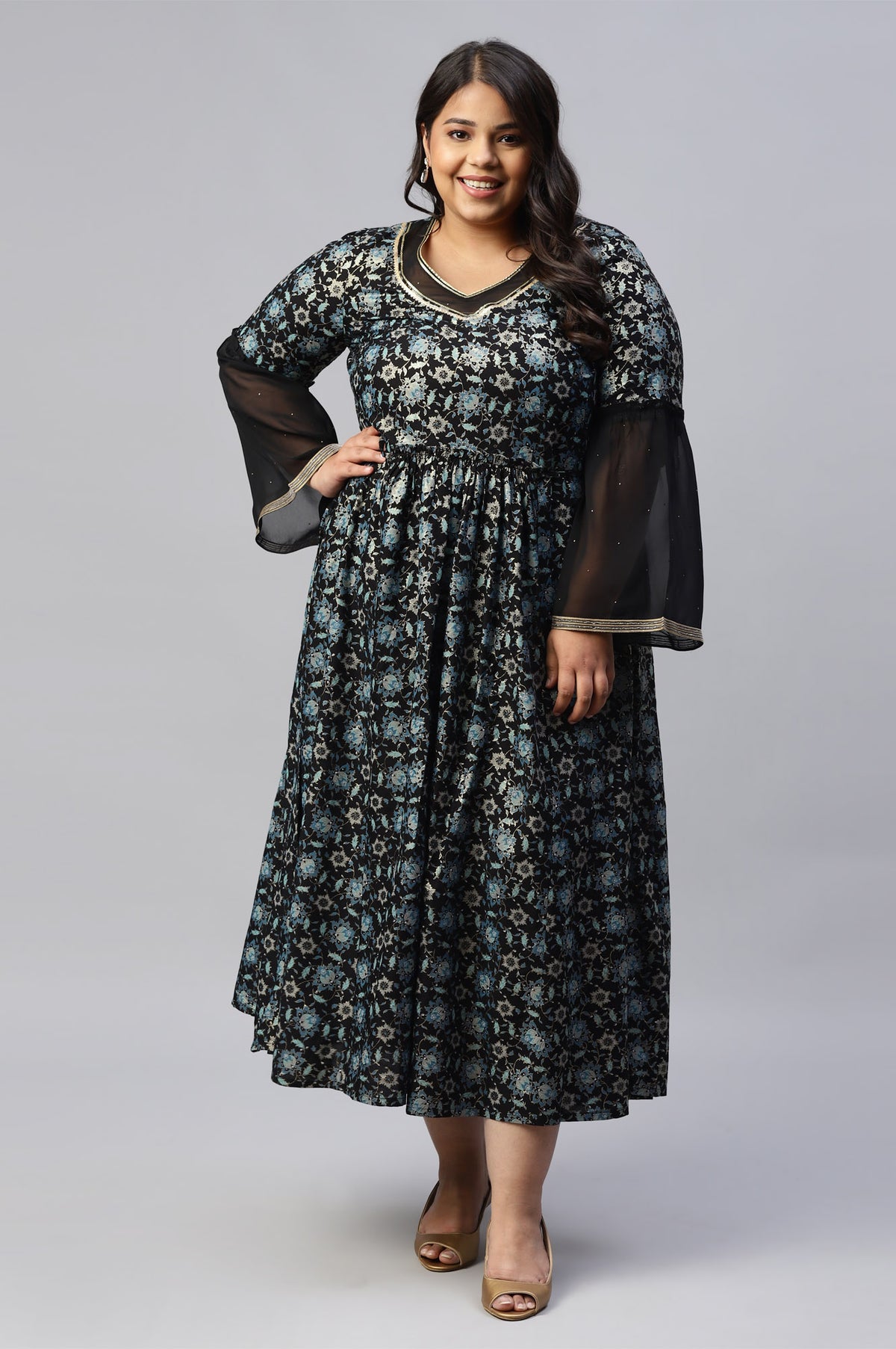 Black Contemporary Plus Size Festive Liva Dress - 3XL