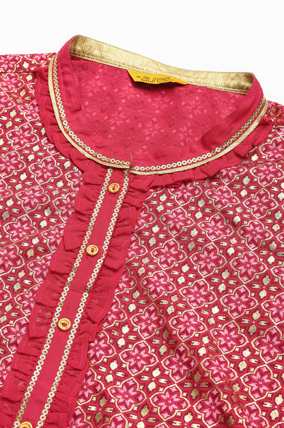 Pink Georgette Short Plus Size kurta