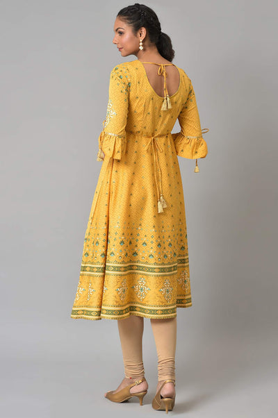Yellow Embroidered Ethnic Kurta