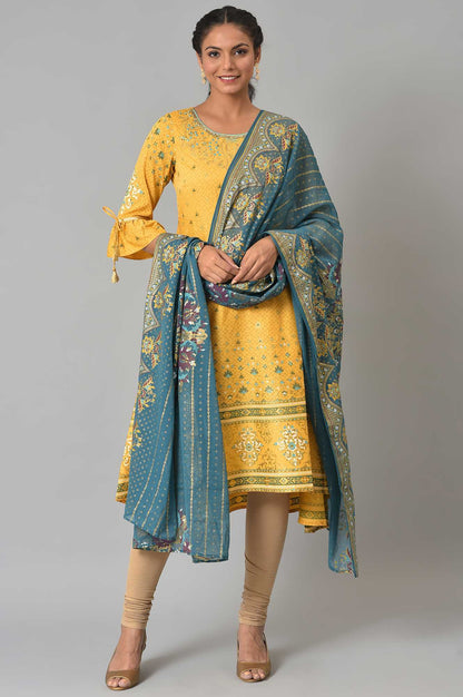 Yellow Embroidered Ethnic Kurta