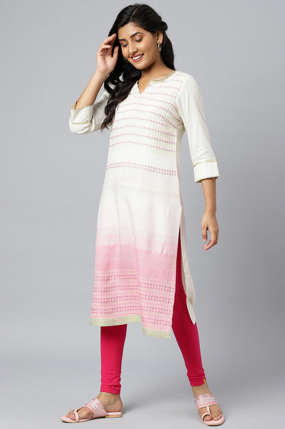 Off-white Floral Printed Sequined Ethnic kurta