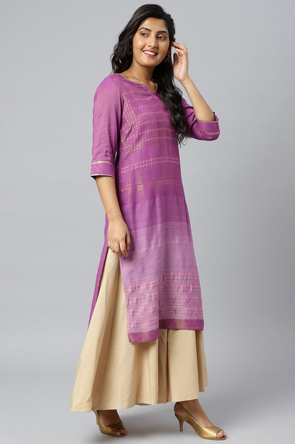 Purple Floral Printed Sequined Ethnic kurta