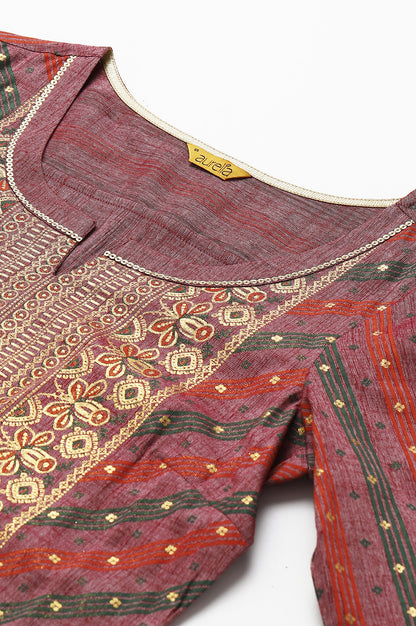 Maroon Floral Printed Sequined Ethnic kurta