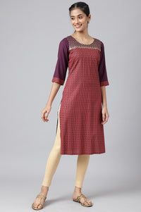 Ecru Printed kurta with Sequin
