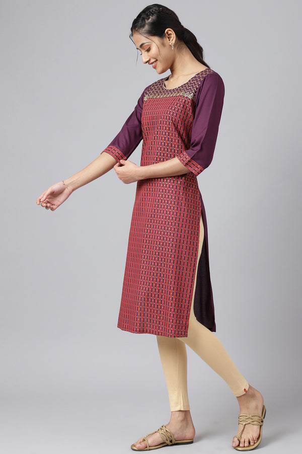 Ecru Printed kurta with Sequin