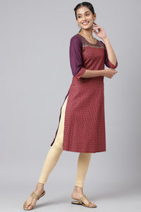Ecru Printed kurta with Sequin