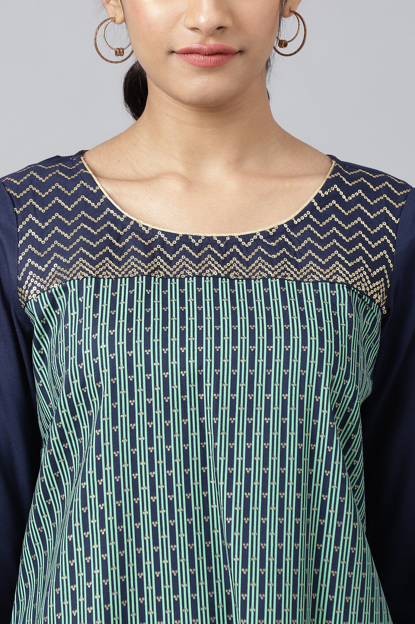 Buy Blue Colour Block Aurelia kurta Online for Woman | Shop for