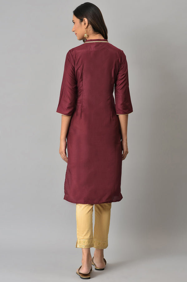 Brown Floral Printed Sequined Ethnic kurta