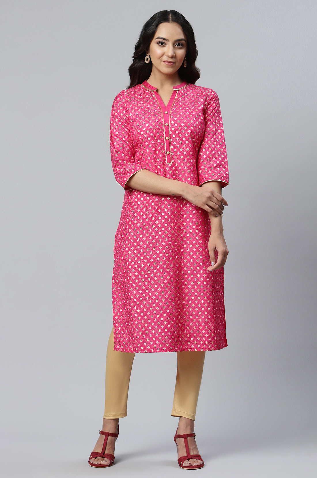 Dark Pink Shantung Draped Pants