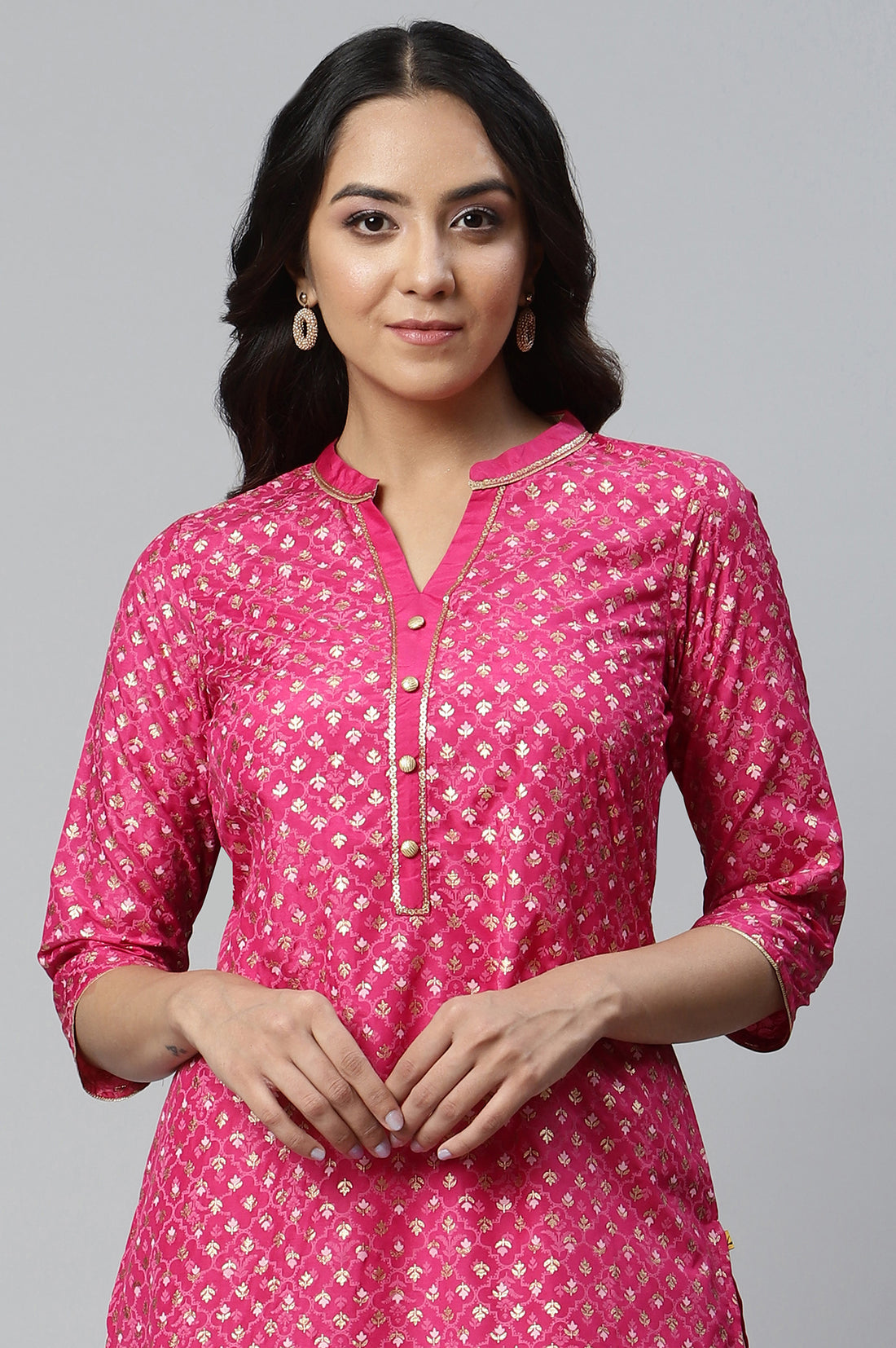 Dark Pink Shantung Draped Pants