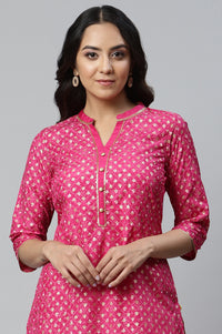 Dark Pink Shantung Draped Pants