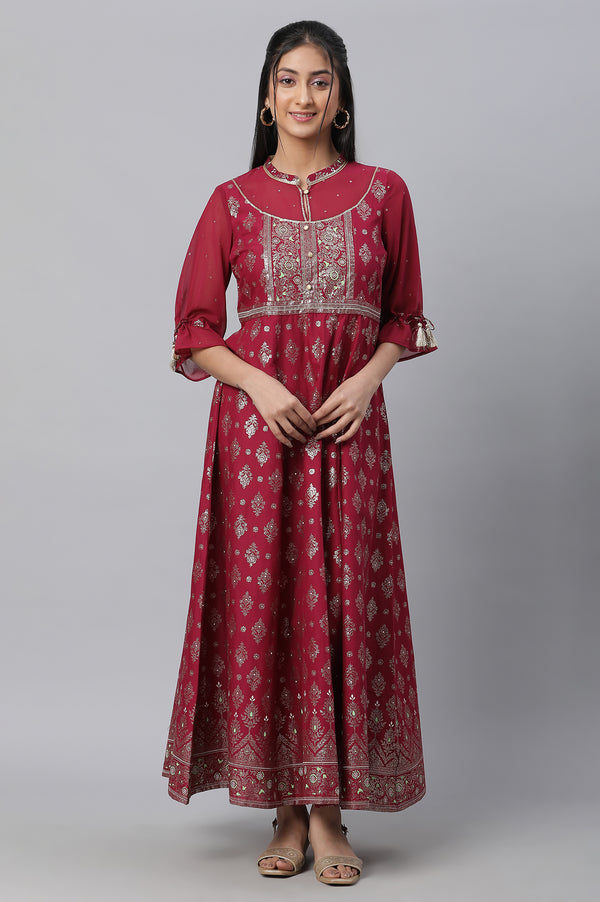 Pink Festive Dress with Six Panel Flare