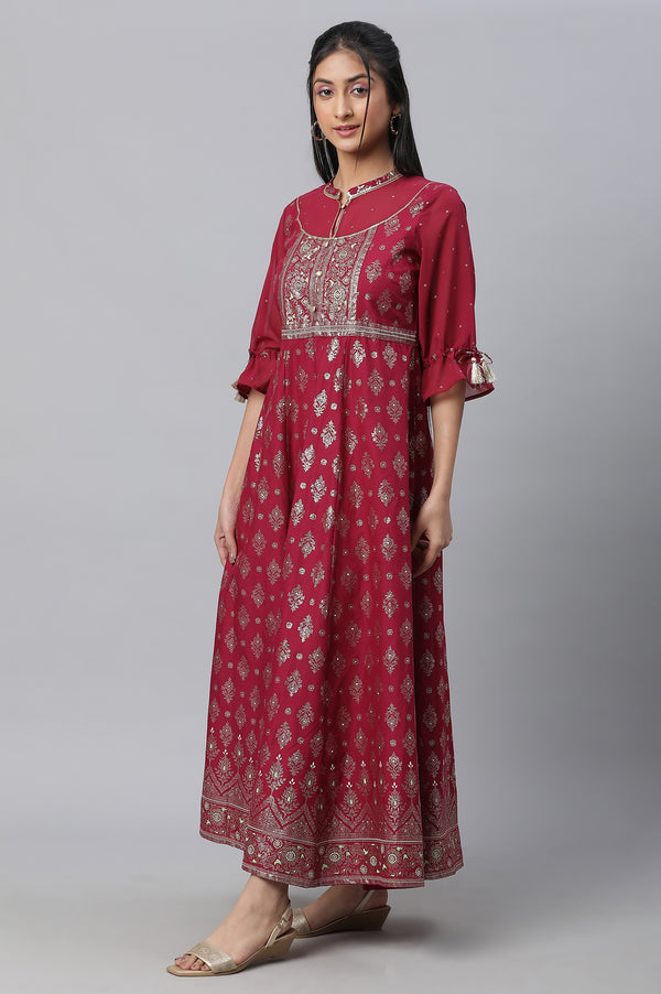 Pink Festive Dress with Six Panel Flare